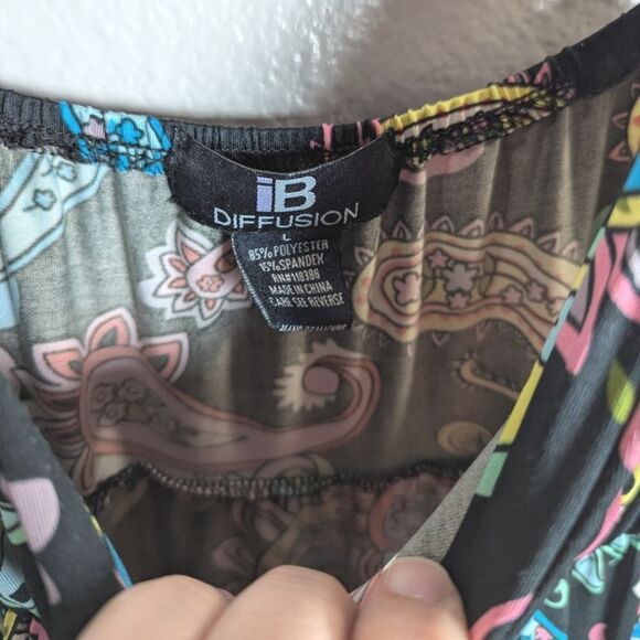 IB Diffusion Multicolor Black Y2K Psychedelic Paisley Goddess Strap Maxi Dress L - Picture 4 of 5